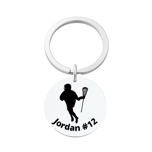 Boys Personalized Engraved Lacrosse Keychain
