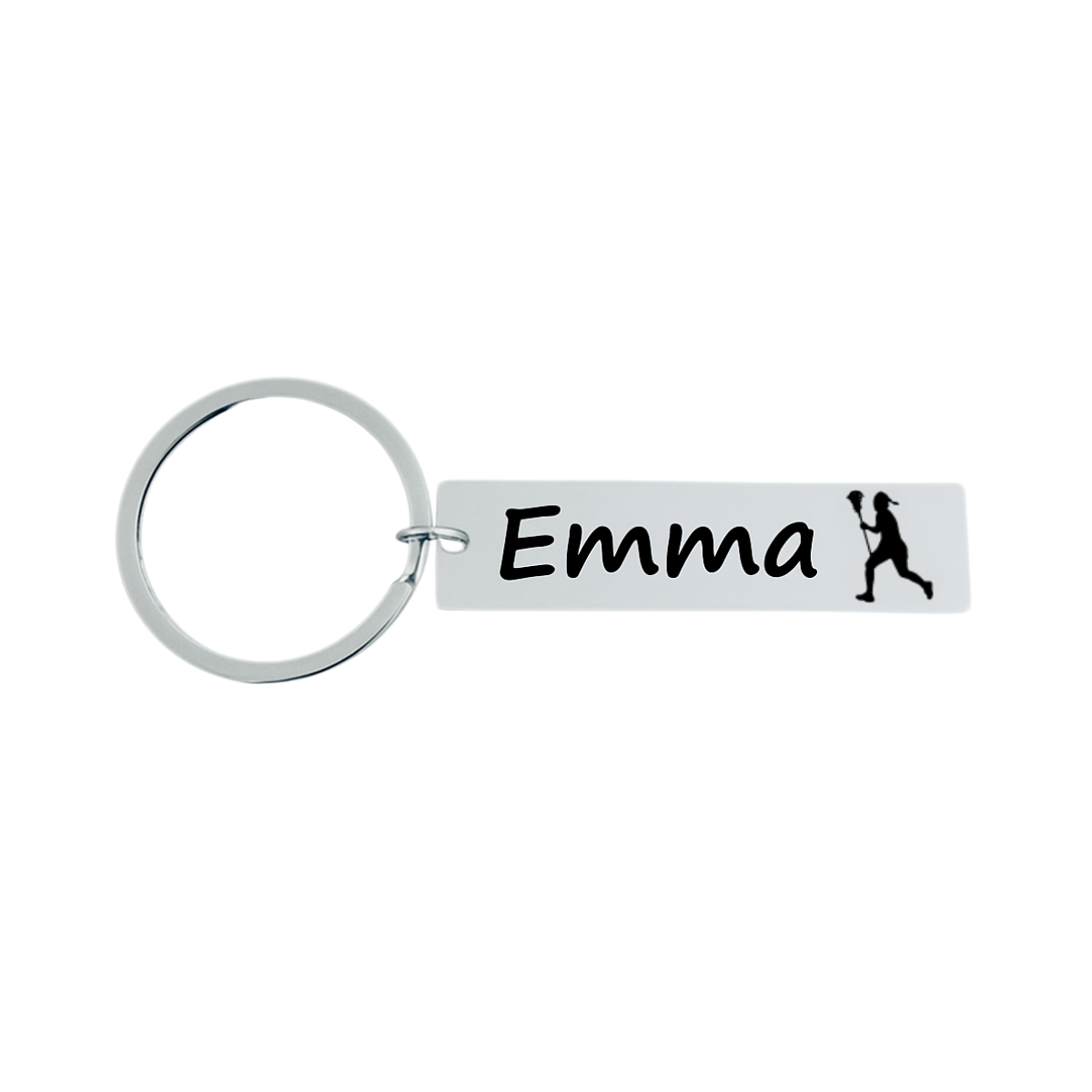 Girls Engraved Lacrosse Bar Keychain