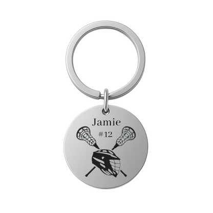 Personalized Engraved Lacrosse Helmet Keychain - Pick Shape