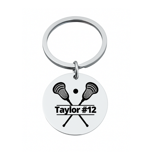 Personalized Engraved Lacrosse Stick Keychain