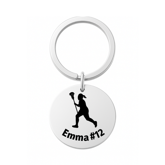 Girls Personalized Engraved Lacrosse Keychain