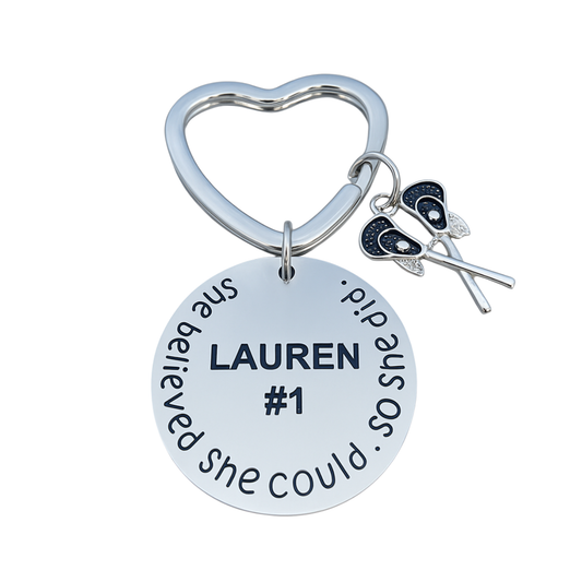 Personalized Engraved Lacrosse She Believed She Could Keychain