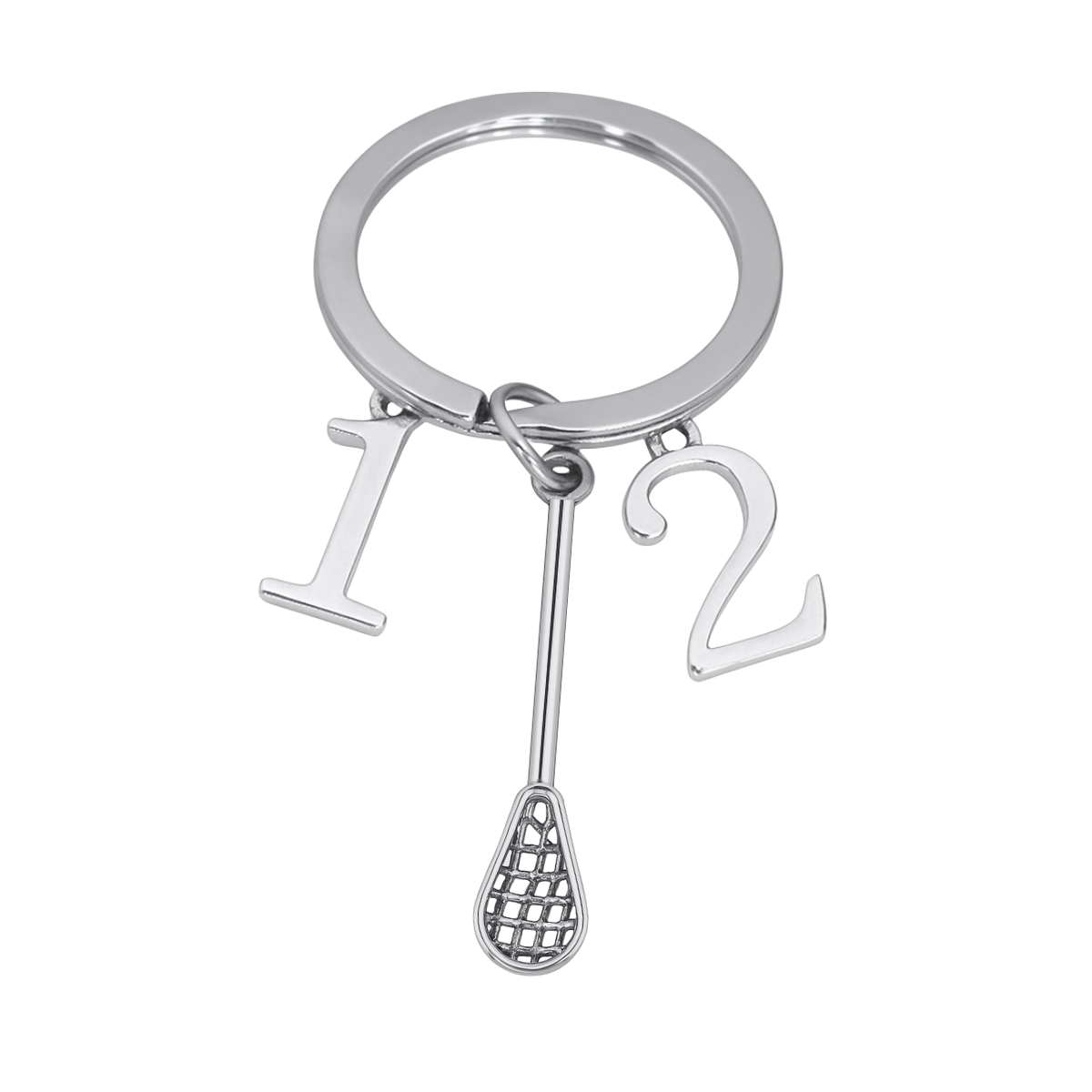 Personalized Lacrosse Zipper Pull Keychain with Number Charms
