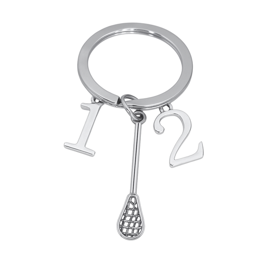 Personalized Lacrosse Zipper Pull Keychain with Number Charms