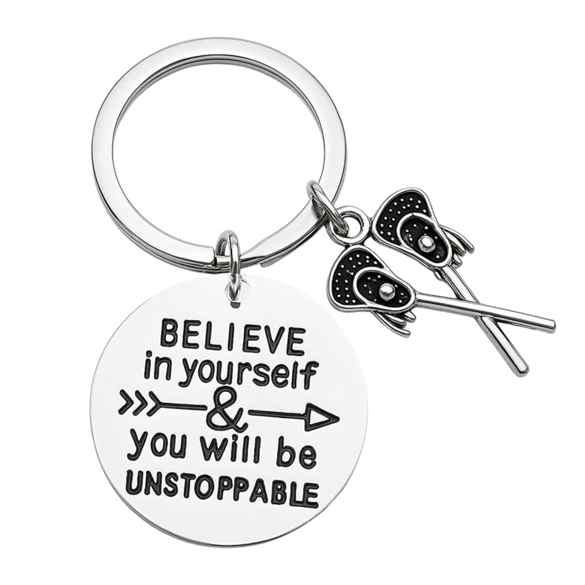 Lacrosse Keychain with Inspirational Charms