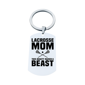 Lacrosse Mom Keychain - Rectangular - Pick Style