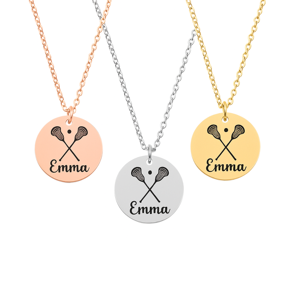 Engraved Girl Lacrosse Necklace