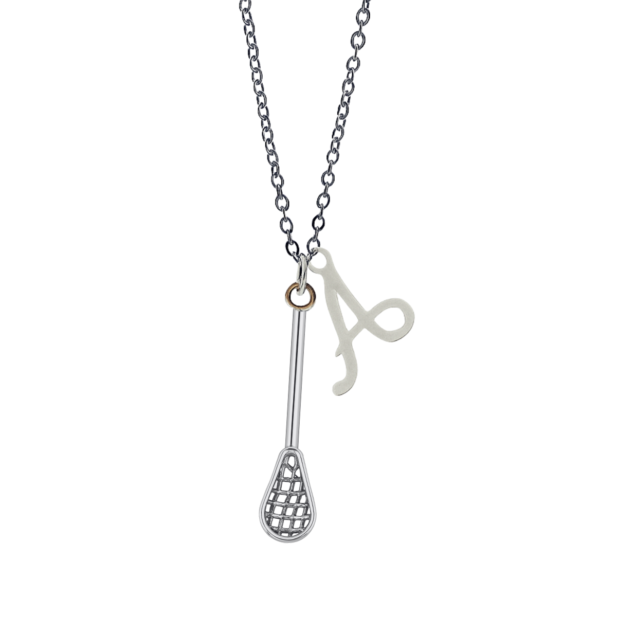Personalized Girls Lacrosse Necklace with Initial Charm