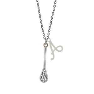 Personalized Girls Lacrosse Necklace with Initial Charm