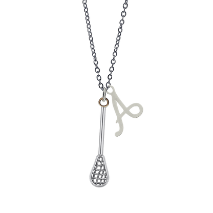 Personalized Girls Lacrosse Necklace with Initial Charm