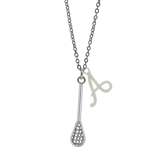 Personalized Girls Lacrosse Necklace with Initial Charm