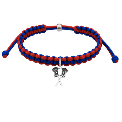 Lacrosse Charm Multi Color Adjustable Rope Bracelet