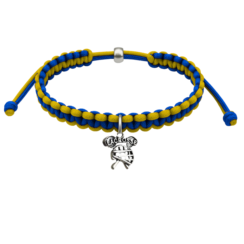 Lacrosse Charm Multi Color Adjustable Rope Bracelet
