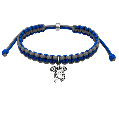 Lacrosse Charm Multi Color Adjustable Rope Bracelet