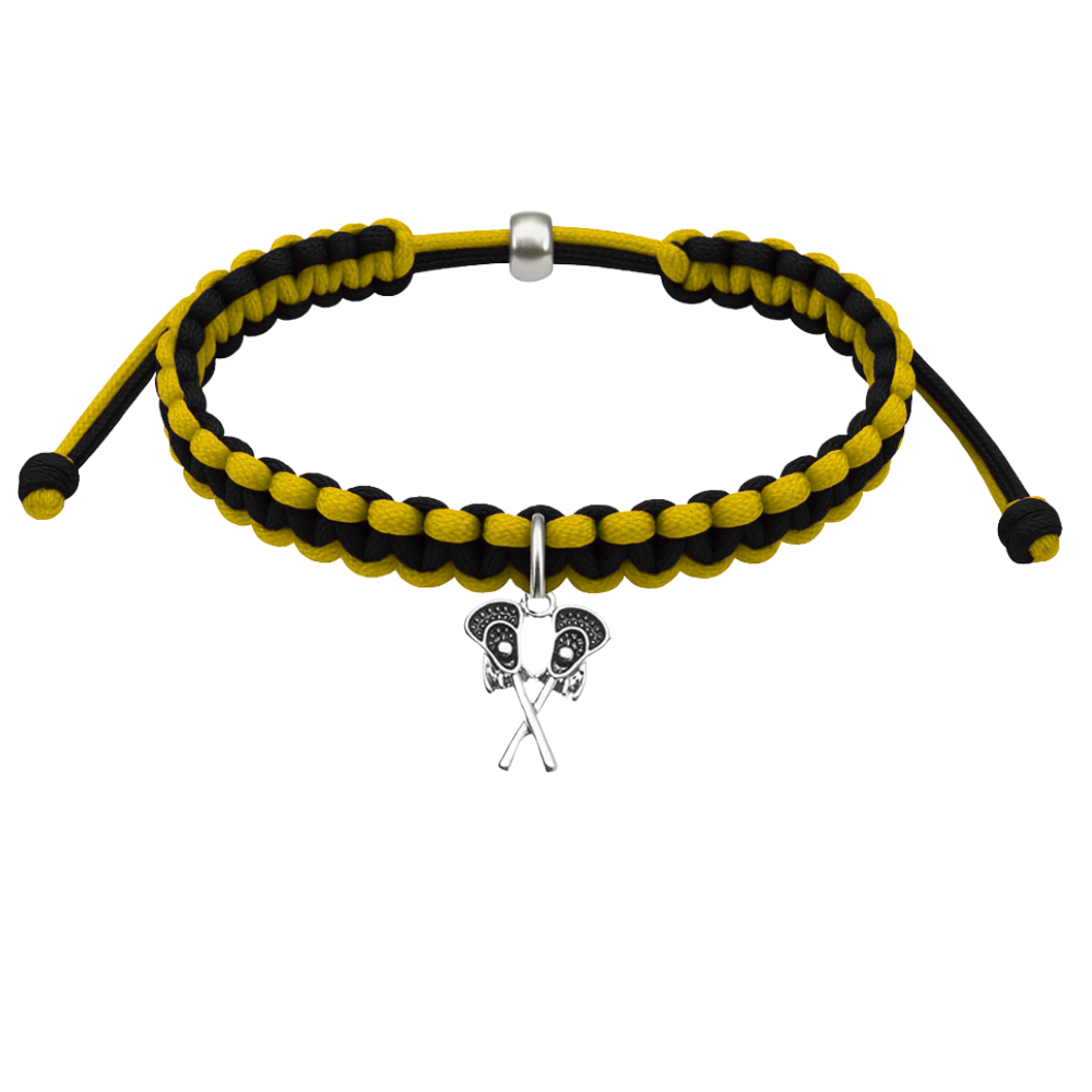 Lacrosse Charm Multi Color Adjustable Rope Bracelet