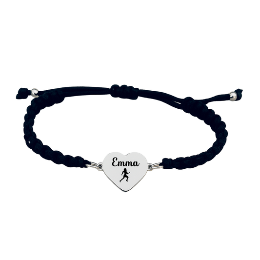 Personalized Engraved Running Heart Rope Bracelet