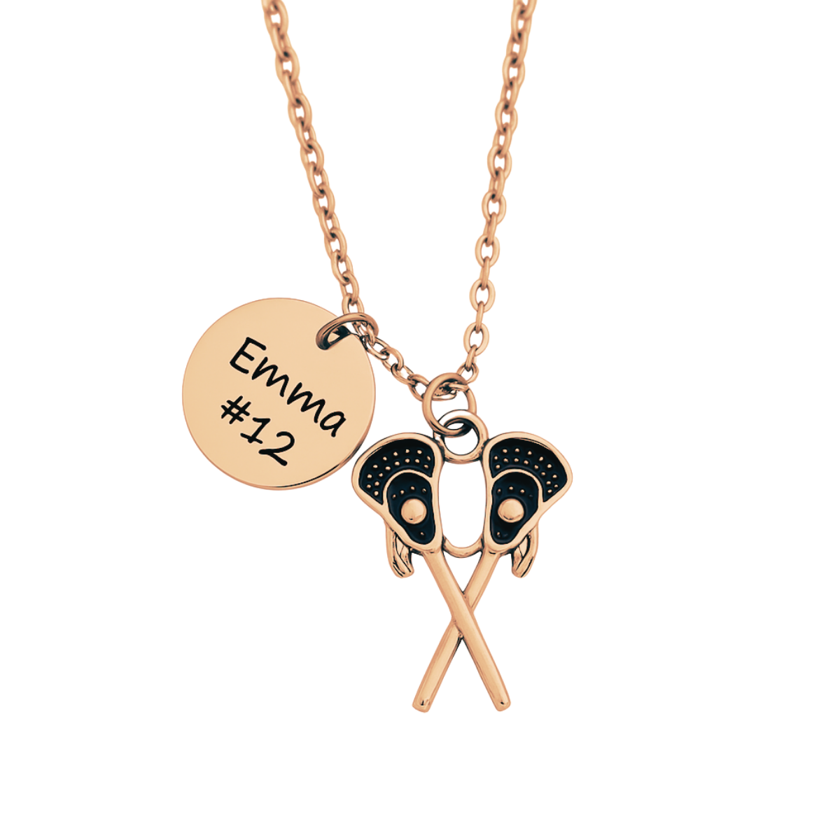 Engraved Lacrosse Charm Necklace - Pick Style