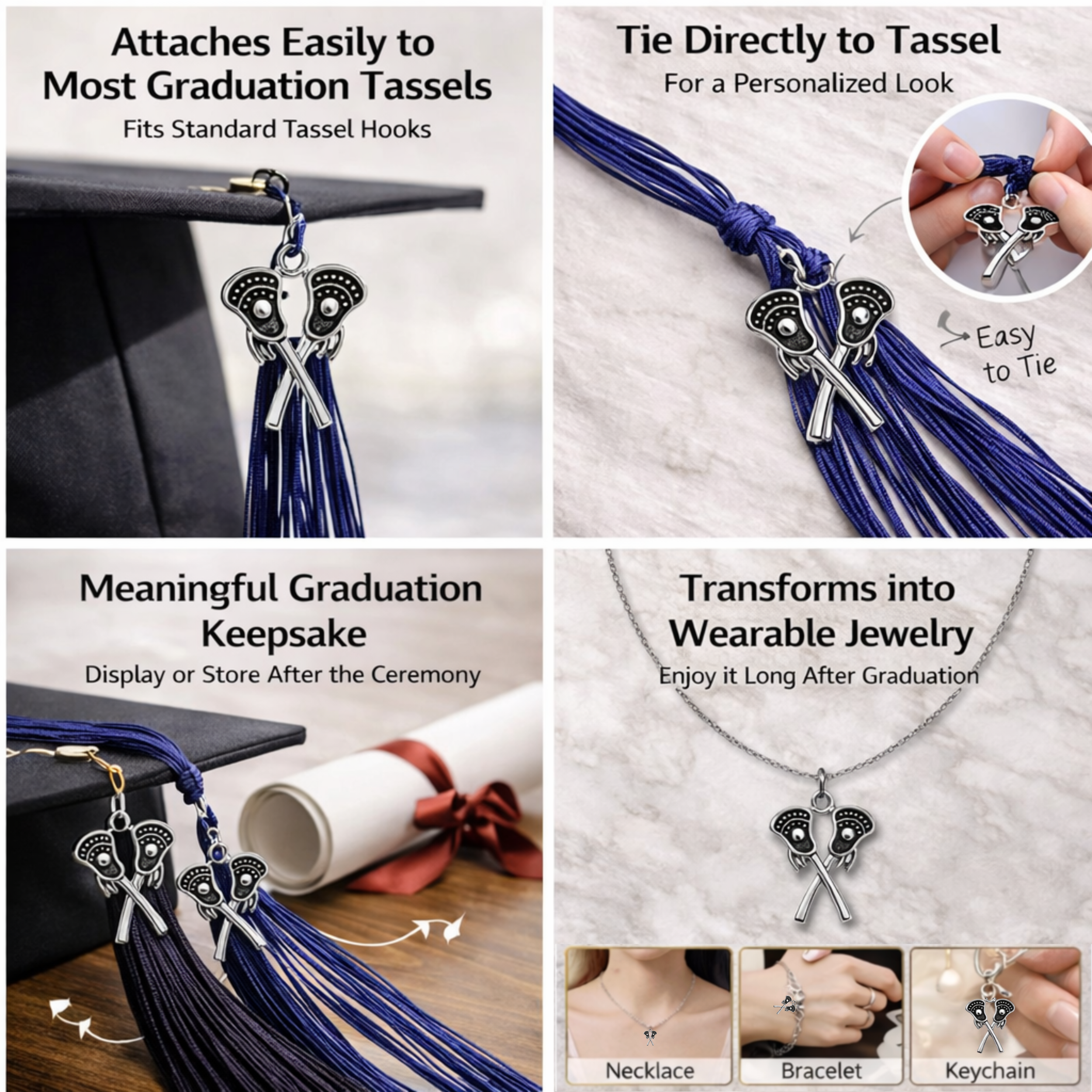 Lacrosse Graduation Tassel Charm