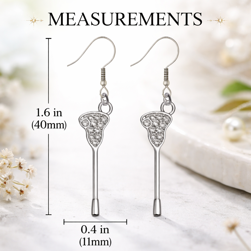 Lacrosse Rhinestone Stick Earrings