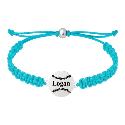 Personalized Baseball Stainless Steel Rope Bracelet - Pick Color