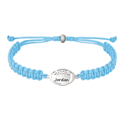 Personalized Engraved Football Rope Bracelet - Pick Color