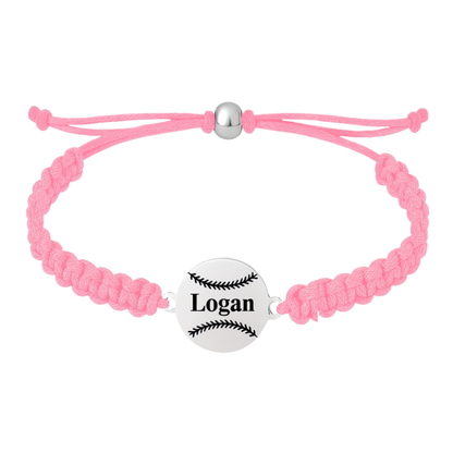 Personalized Baseball Stainless Steel Rope Bracelet - Pick Color