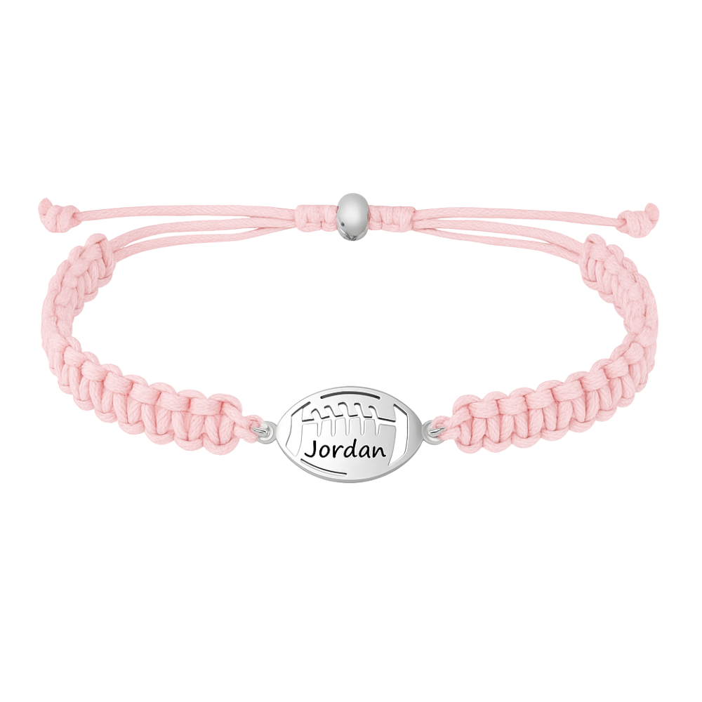 Personalized Engraved Football Rope Bracelet - Pick Color