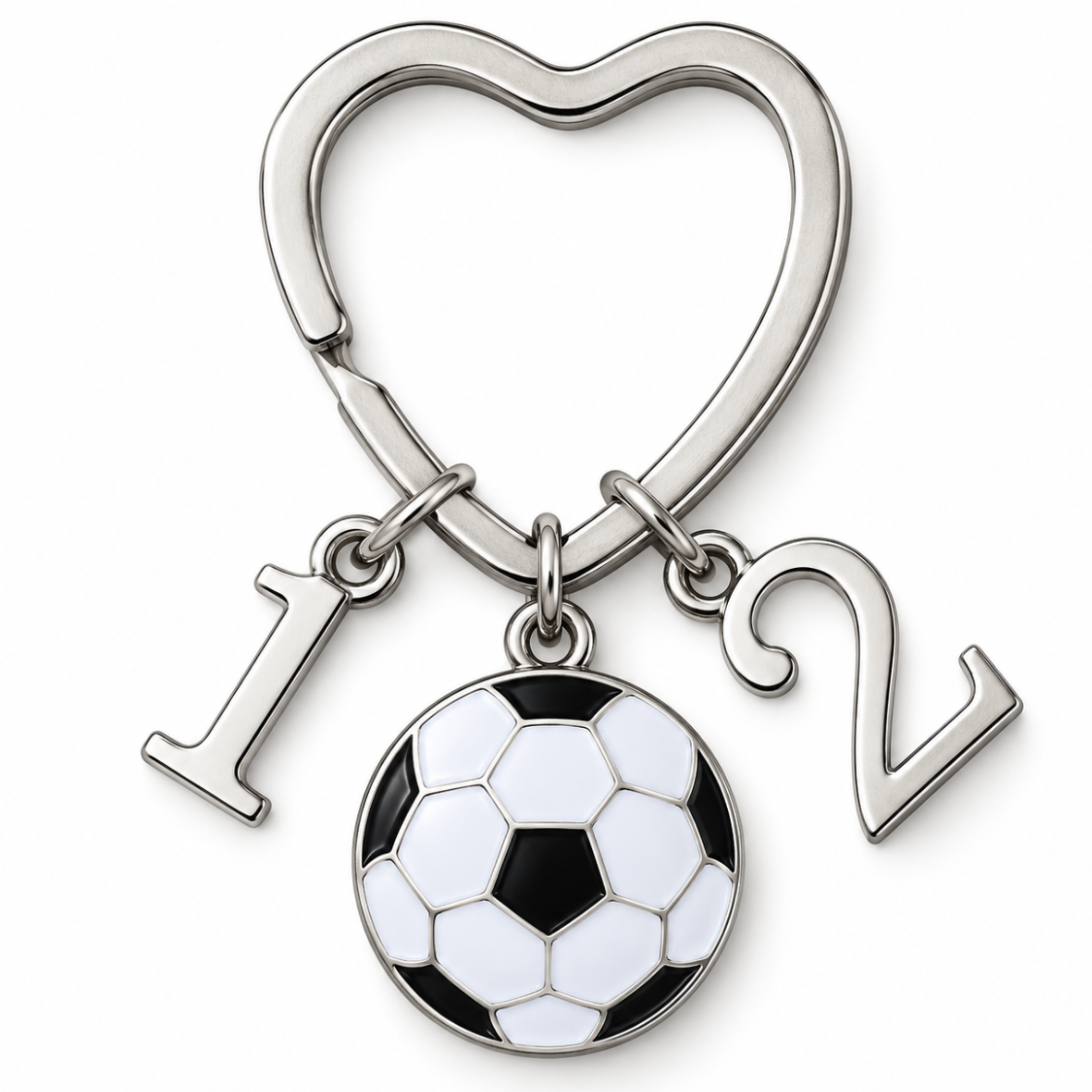 Personalized Soccer Heart Keychain - Number Charms