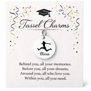 Long Jump Engraved Tassel Charm