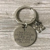 Inspirational volleyball keychain with LOVE charm and scripture quote for Christian volleyball fans and teammates.