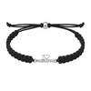 Black adjustable gymnastics bracelet with silver heart charm, unisex fit