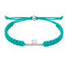 Teal gymnastics bracelet featuring durable braided cord and silver-tone charm