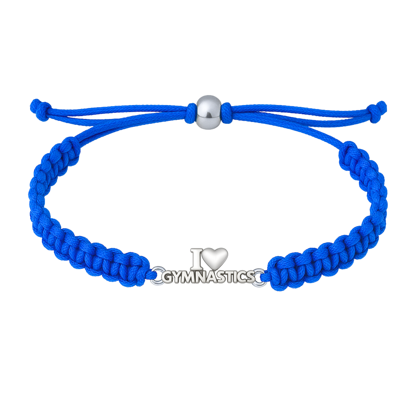 Royal blue adjustable gymnastics bracelet for athletes with silver-tone charm