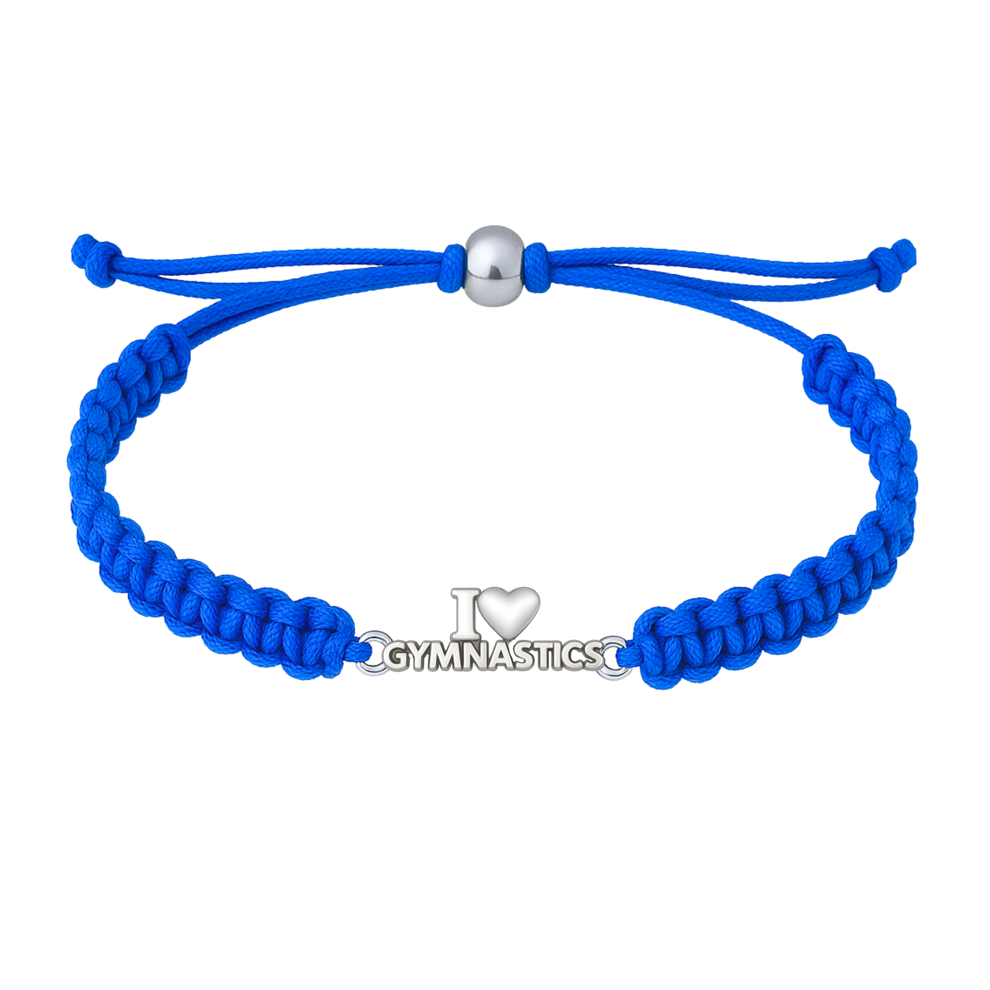 Royal blue adjustable gymnastics bracelet for athletes with silver-tone charm