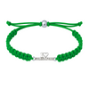 Green gymnastics rope bracelet with polished silver-tone "I ❤️ Gymnastics" charm