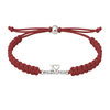 Dark red gymnastics bracelet with adjustable knot and silver heart charm