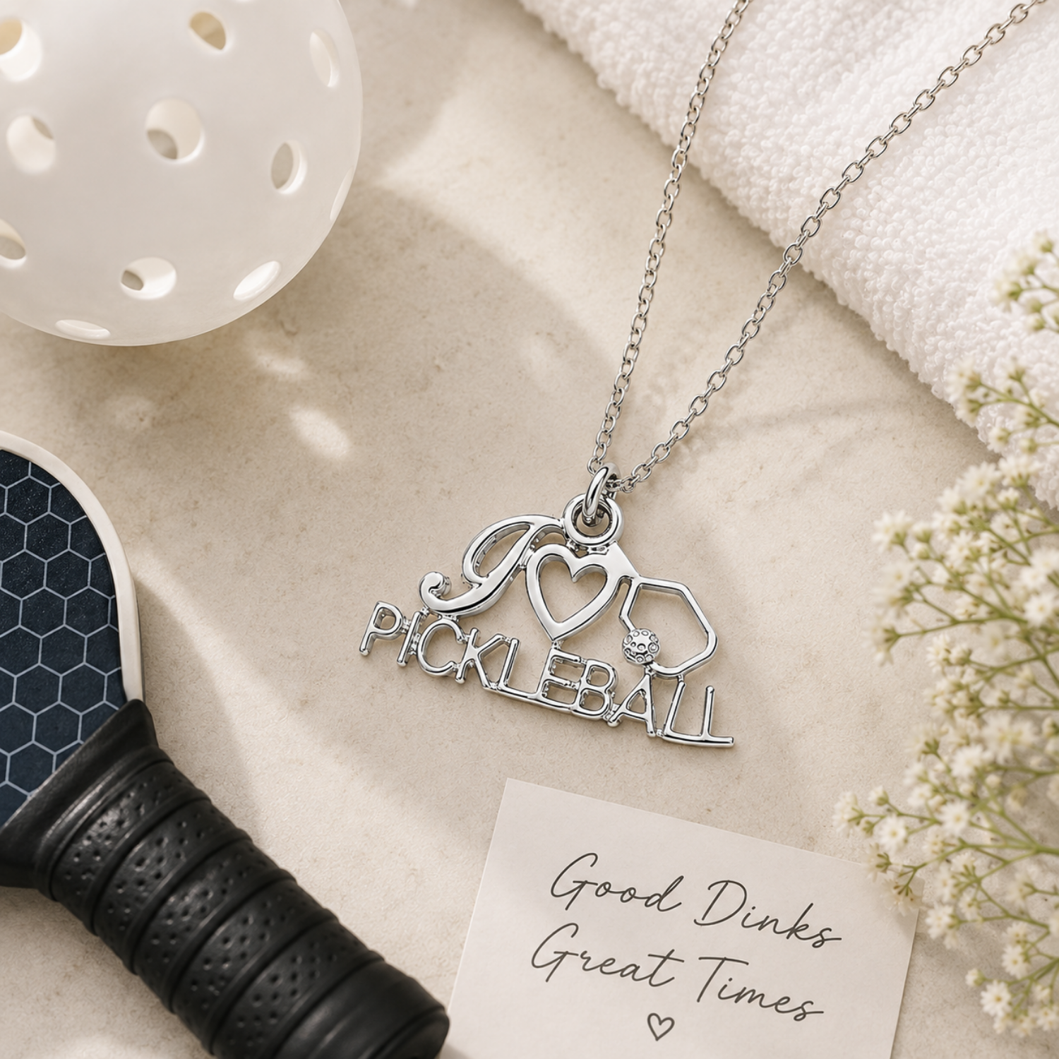 Love Pickleball Charm Necklace