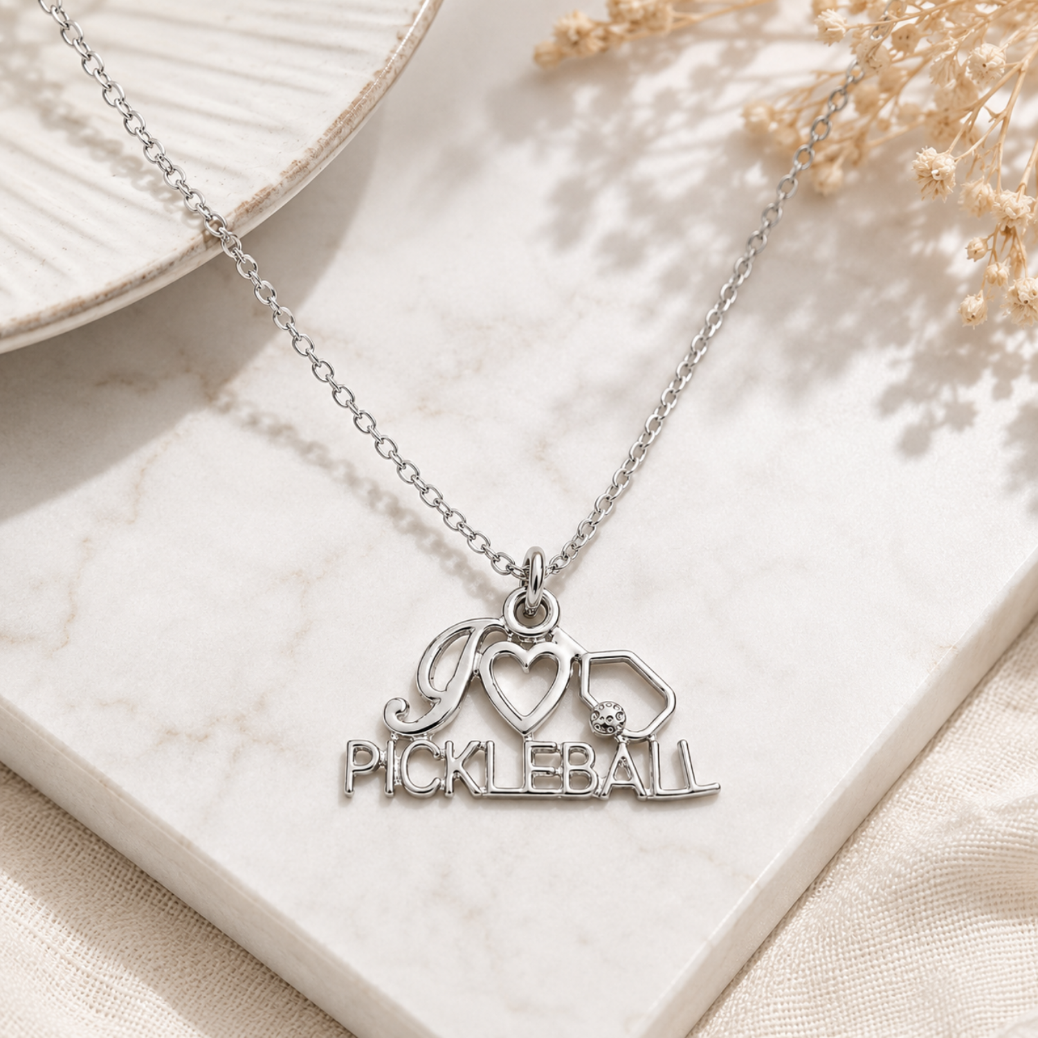 Love Pickleball Charm Necklace