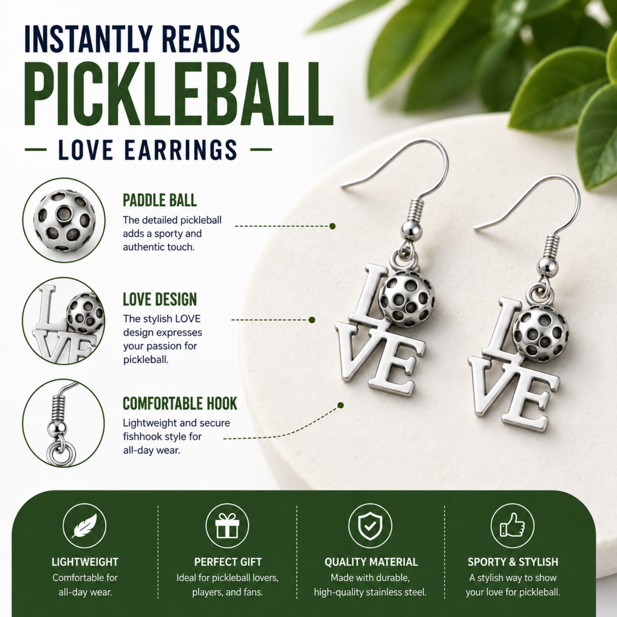 Love Pickleball Earrings