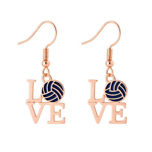 Love Volleyball Rose Gold Earrings