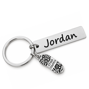 Personalized Engraved Cross Country Bar Keychain