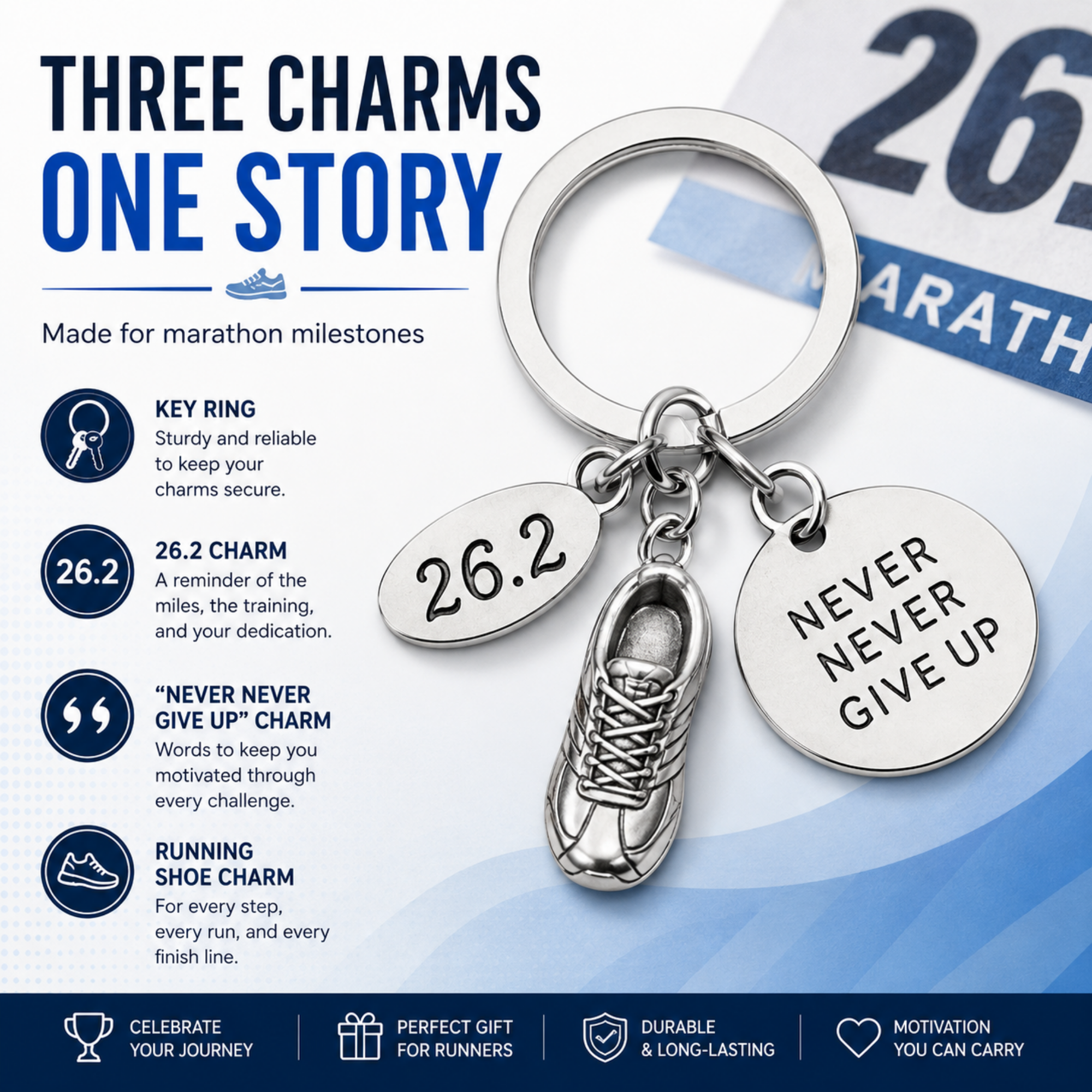 Marathon Runner Never Give Up Keychain