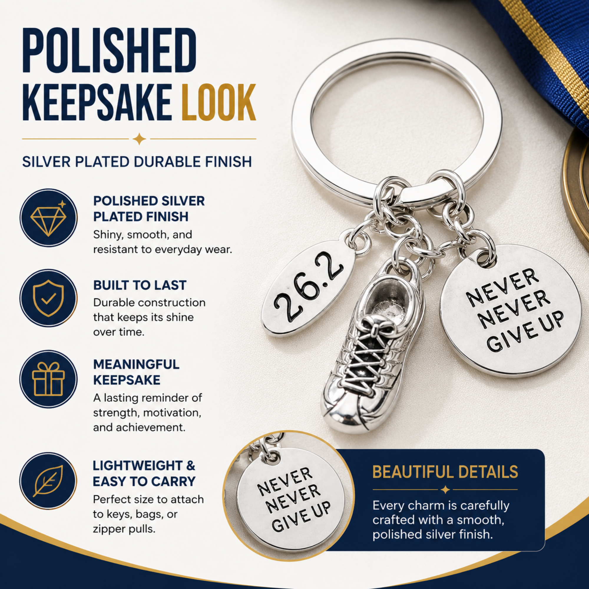 Marathon Runner Never Give Up Keychain