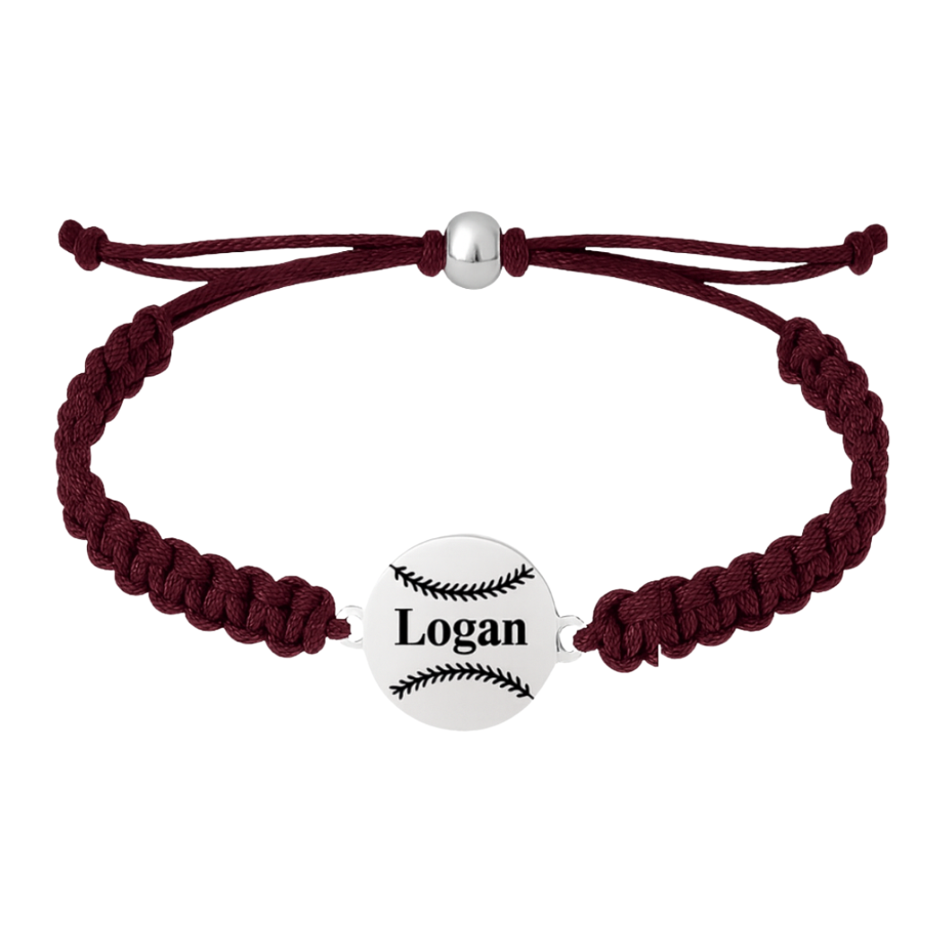 Personalized Baseball Stainless Steel Rope Bracelet - Pick Color