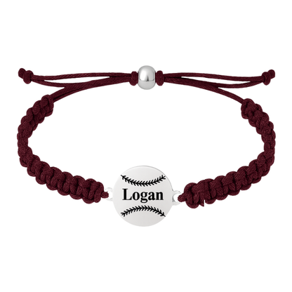Personalized Baseball Stainless Steel Rope Bracelet - Pick Color