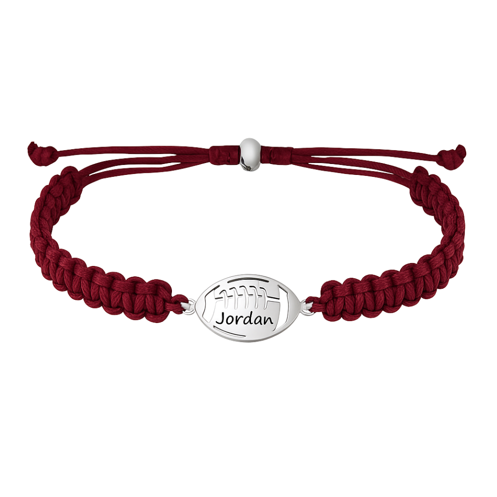 Personalized Engraved Football Rope Bracelet - Pick Color