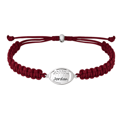 Personalized Engraved Football Rope Bracelet - Pick Color
