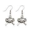 Silver-tone martial arts belt dangle earrings with hypoallergenic stainless steel hooks