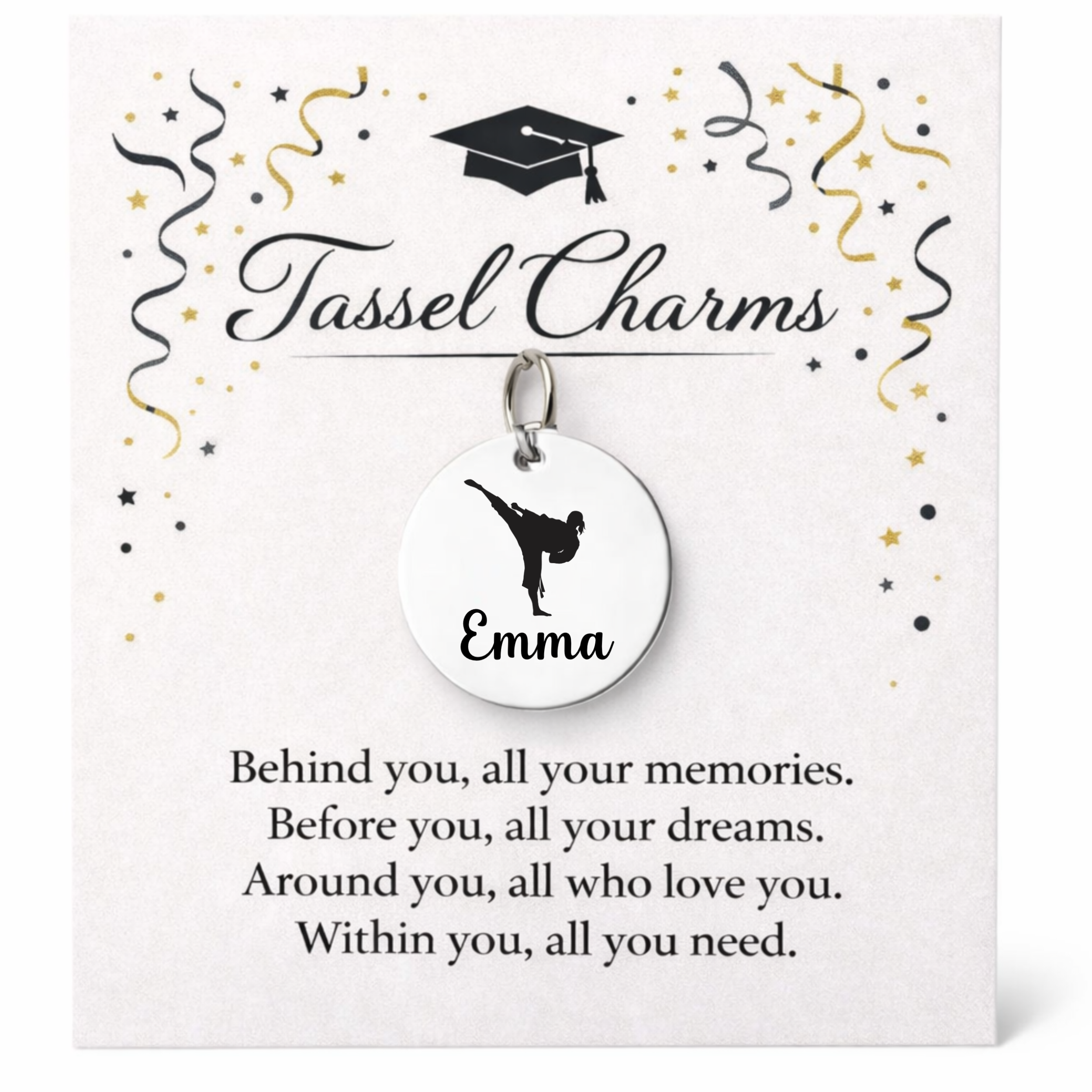 Martial Arts Engraved Tassel Charm