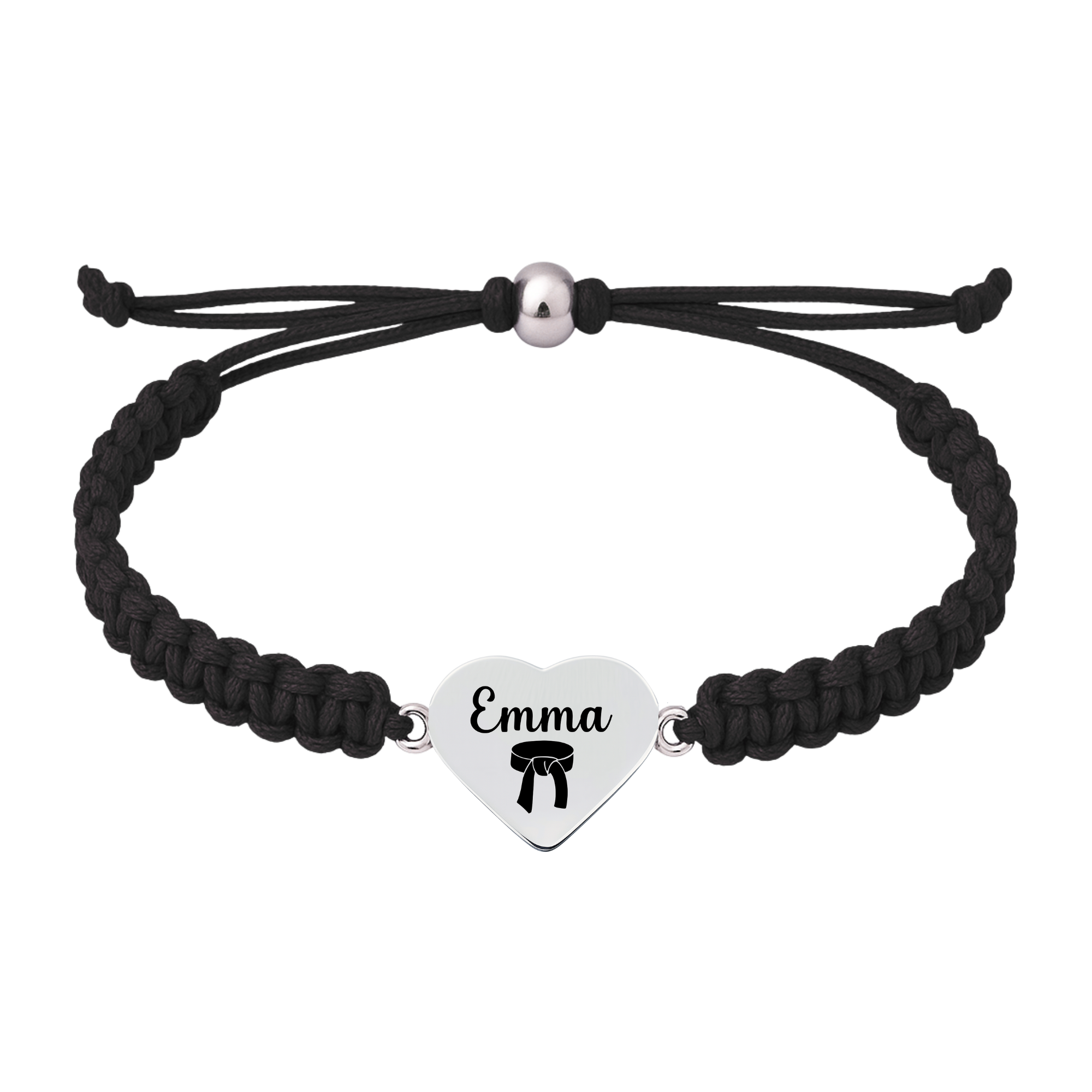 Personalized Engraved Martial Arts Heart Belt Rope Bracelet